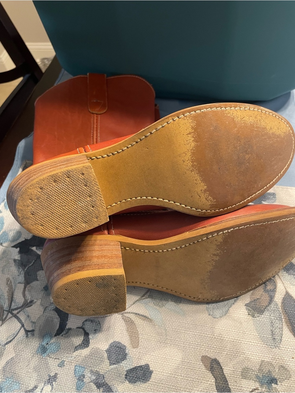 Frye Red-Brown Leather Lace-Up Western Boots - Picture 2 of 3